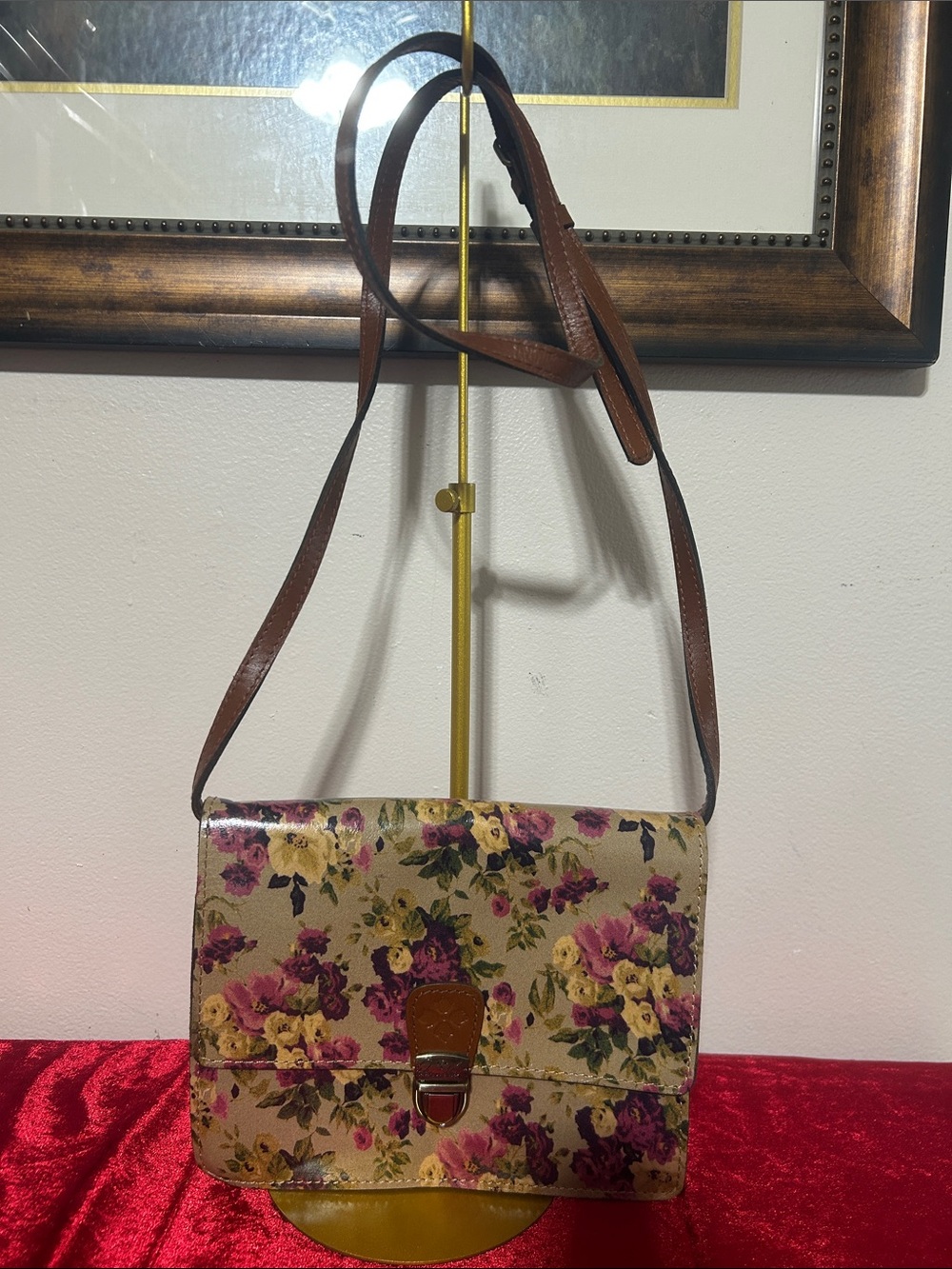 Patricia Nash Floral Crossbody Bag in Purple, Yellow & Brown